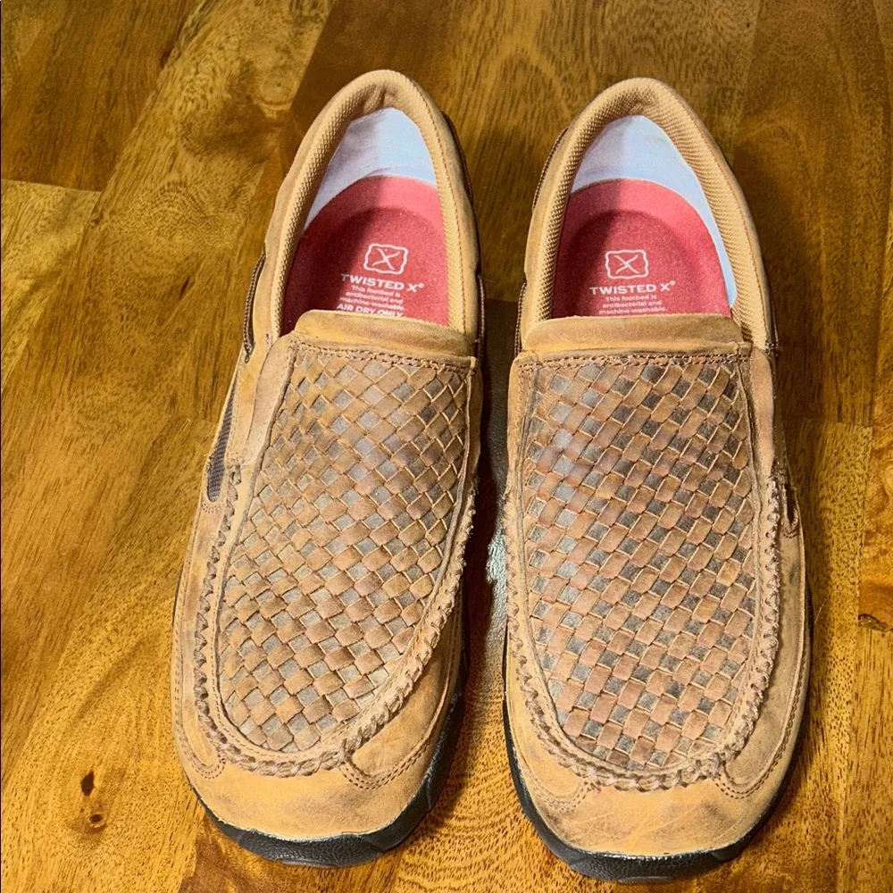 Twisted X  men’s Tan Woven Slip-On Loafers